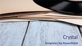  Presentation with vinyl - Slides having records records and paper cover background and a  colored foreground