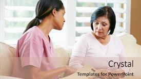  Presentation with nurse - Beautiful theme featuring records with senior female patient backdrop and a coral colored foreground