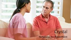  Presentation with male nurse - Theme enhanced with records with senior male patient background and a red colored foreground