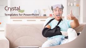  Presentation with rider - Colorful presentation theme enhanced with virtual reality rehab - injured motorbike rider recovering backdrop and a lemonade colored foreground