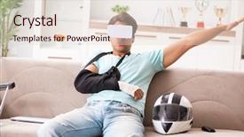  Presentation with rider - Amazing presentation theme having virtual reality rehab - injured motorbike rider recovering backdrop and a lemonade colored foreground