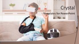  Presentation with rider - Beautiful slide deck featuring virtual reality rehab - injured motorbike rider recovering backdrop and a lemonade colored foreground