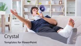  Presentation with crash - Colorful PPT layouts enhanced with recovering at home from whiplash backdrop and a  colored foreground