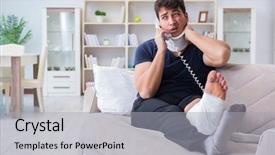  Presentation with crash - Cool new presentation theme with recovering at home from whiplash backdrop and a light gray colored foreground