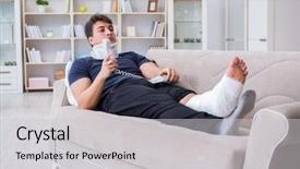  Presentation with crash - Colorful theme enhanced with recovering at home from whiplash backdrop and a  colored foreground