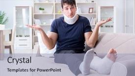  Presentation with crash - Audience pleasing theme consisting of recovering at home from whiplash backdrop and a light blue colored foreground