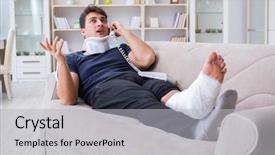  Presentation with crash - Presentation featuring recovering at home from whiplash background and a  colored foreground