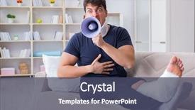  Presentation with crash - Beautiful PPT theme featuring recovering at home from whiplash backdrop and a  colored foreground