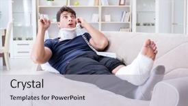  Presentation with crash - Beautiful slide set featuring recovering at home from whiplash backdrop and a  colored foreground