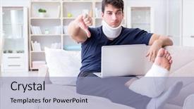  Presentation with crash - Beautiful PPT theme featuring recovering at home from whiplash backdrop and a light blue colored foreground