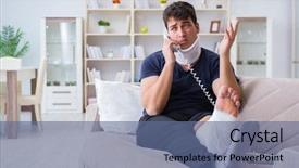  Presentation with crash - PPT theme featuring recovering at home from whiplash background and a  colored foreground