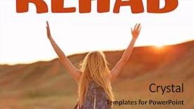  Presentation with rehab - Colorful presentation theme enhanced with recovery concept word rehab backdrop and a red colored foreground