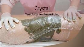  Presentation with joint - Slide deck having quilt - checkered fabric closeup tablecloth texture background and a light blue colored foreground