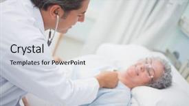  Presentation with healthcare workers - Cool new theme with recovery room - patient is auscultating backdrop and a sky blue colored foreground