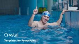  Presentation with health - Audience pleasing PPT theme consisting of recreating on indoor olimpic pool backdrop and a  colored foreground