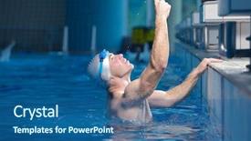  Presentation with health and fitness - Beautiful PPT theme featuring recreating on indoor olimpic pool backdrop and a  colored foreground