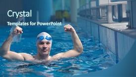  Presentation with health and fitness - PPT theme featuring recreating on indoor olimpic pool background and a  colored foreground