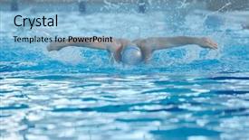  Presentation with lifestyle - Slides consisting of recreating on indoor olimpic pool background and a light blue colored foreground