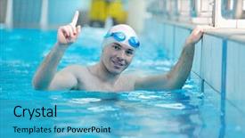  Presentation with health - PPT theme enhanced with recreating on indoor olimpic pool background and a  colored foreground