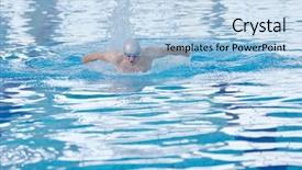  Presentation with health and fitness - Amazing PPT theme having recreating on indoor olimpic pool backdrop and a  colored foreground
