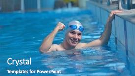  Presentation with health and fitness - PPT theme enhanced with recreating on indoor olimpic pool background and a  colored foreground