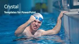  Presentation with health - Beautiful PPT theme featuring recreating on indoor olimpic pool backdrop and a  colored foreground