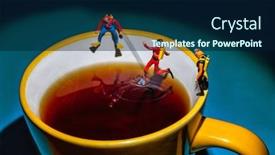  Presentation with hot tea - Presentation theme consisting of recreation-activities-miniature-divers-diving background and a navy blue colored foreground