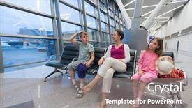  Presentation with follow up a family - Colorful PPT theme enhanced with recreation area at the airport backdrop and a gray colored foreground