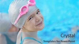  Presentation with recreation pool - Theme consisting of recreation at indoor pool background and a light blue colored foreground