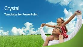  Presentation with recreation - Cool new PPT theme with recreation family - father and daughter against sky backdrop and a teal colored foreground