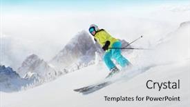  Presentation with running mountains - PPT theme enhanced with recreation lesure outdoor activities background and a light gray colored foreground