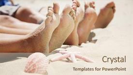  Presentation with feet - Beautiful PPT layouts featuring recreation relaxation - feet in the sand backdrop and a lemonade colored foreground