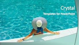  Presentation with recreation pool - Presentation design with recreation relaxation - woman relaxing in swimming pool background and a  colored foreground