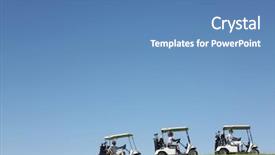  Presentation with driving - PPT theme with recreation vehicle - golfers driving carts background and a teal colored foreground
