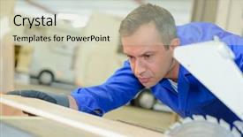  Presentation with saw palmetto - Colorful presentation theme enhanced with recreation vehicle - using table saw backdrop and a soft green colored foreground