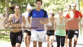  Presentation with runners - PPT theme consisting of recreational clubs - group of runners jogging background and a coral colored foreground