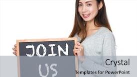  Presentation with weight loss woman showing - Colorful theme enhanced with recruiting sports - pretty woman hold with blackboard backdrop and a  colored foreground