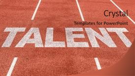  Presentation with talent - Theme enhanced with recruiting sports - talent written on running track background and a coral colored foreground