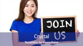  Presentation with blackboard - Colorful PPT layouts enhanced with recruiting sports - young woman with blackboard showing backdrop and a  colored foreground