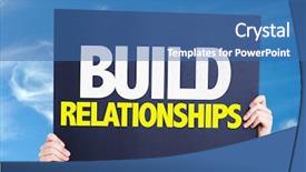  Presentation with relationships - Theme enhanced with recruitment advertisement project - build relationships card with sky background and a ocean colored foreground