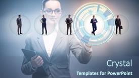  Presentation with recruitment - PPT theme consisting of recruitment-and-employment-concept background and a ocean colored foreground