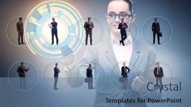  Presentation with recruitment - Presentation design enhanced with recruitment-and-employment-concept background and a seafoam green colored foreground