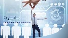  Presentation with recruitment - Amazing slide set having recruitment-concept-with-hand-picking backdrop and a sky blue colored foreground