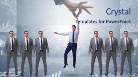  Presentation with recruitment - PPT theme having recruitment concept with hand picking background and a lemonade colored foreground