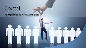  Presentation with recruitment - Cool new theme with hand picking the best employee backdrop and a light blue colored foreground