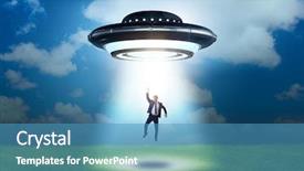  Presentation with recruitment - Cool new presentation theme with recruitment industry - flying saucer abducting young businessman backdrop and a teal colored foreground
