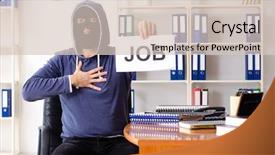  Presentation with recruitment - Beautiful presentation design featuring recruitment industry - male thief in balaclava backdrop and a lemonade colored foreground