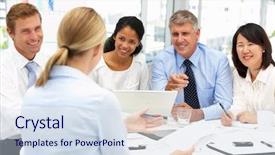  Presentation with recruitment - Presentation theme consisting of recruitment office meeting background and a sky blue colored foreground