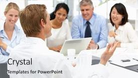  Presentation with recruitment - Audience pleasing slide deck consisting of recruitment office meeting backdrop and a sky blue colored foreground