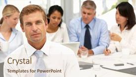  Presentation with recruitment - Slide set consisting of recruitment office meeting background and a sky blue colored foreground